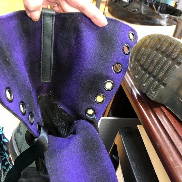 Dr Martens 12107 Green leather lace up Purple plaid Triumph Boots UK 4/ M 5/ L 6 - Picture 5 of 9